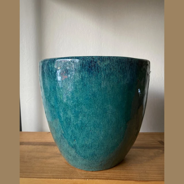 Maceta ceramica esmaltada 23x19cm Turquesa