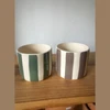 Maceta ceramica rayas 9x8cm Azul
